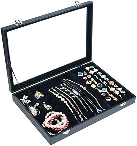 Jewelry Box Organizer Display Tray Show Case Storage with Closures, Holder for Earring Ring Necklace Bracelet, Valentine's Day Gift for Girlfriend, Lovers