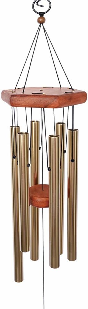 BLESSEDLAND Premium Wind Chimes-6 Hollow Aluminum Tubes, 31" Wind Chime for Garden, Yard, Patio and Home Decoration. (Brown) : Garden & Outdoor