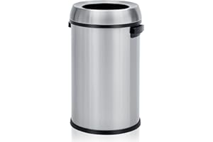 Garvee 17 gal/65 L Trash Can, Fingerprint-Proof Stainless Steel Open Top Garbage Can, Heavy Duty Commercial Round Trash Bin f
