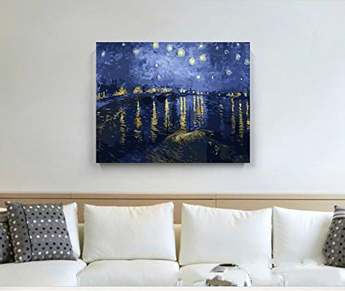 Diy Oil Painting for Kids, Students, Adults Beginner,Paint by Number Kits-20x16 inch,Rhone under the starry night