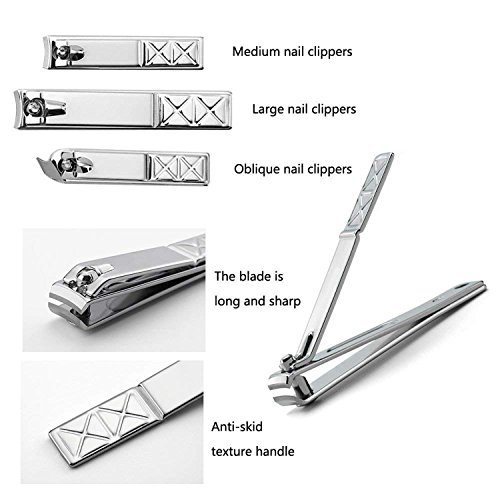 18 in 1 Manicure Pedicure Set Nail Clippers Travel Hygiene Kit Scissor Tweezer Knife Ear Pick Utility Tools with PU Leather Case for Men Women Kids