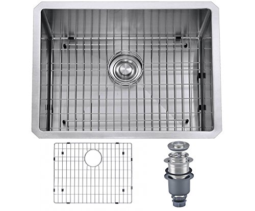 MOWA HUS2318 Pro Series R10 Tight Radius Handmade 23" 16 Gauge Stainless Steel Undermount Single Bowl Modern Kitchen Sink