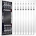 MiiKO Metal BBQ Kabob skewers - 8 Extra Long 16 inch Stainless Steel Grill skewers with Sliding Handles & Recipe e-Book