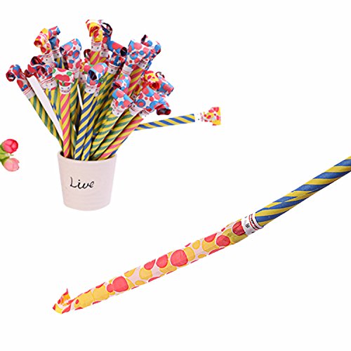 LONG7INES 10 Pcs Extra Long 8.1Inch Funny Paper Party Blowouts Blowers-Noisemakers Whistles for New Year Party Birthday in Random Colors, Multicolored Funny Party Supplies