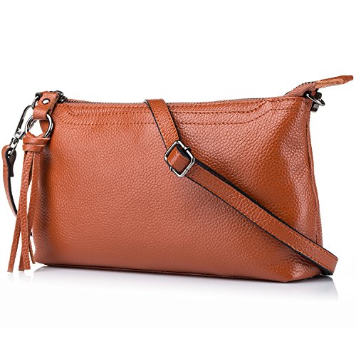 Lecxci womens real leather smartphone crossbody bag, zipper clutc…