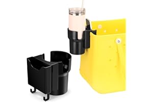 TIGA Cup and Phone Holder for Bogg Bag - Suitable for Bogg Bag and Simply Southern Totes - Accessories for Stanley Cup - with Hook at The Bottom (Black)