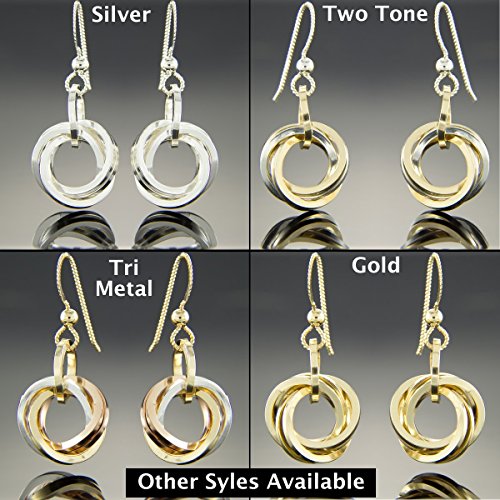 Mixed Metal Square Knot Dangle Earrings in Rose and Yellow Gold Fill