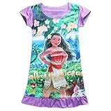 AOVCLKID Moana Comfy Loose Fit Pajamas Girls Printed Princess Dress (Purple 2,130/5-6Y)
