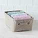 InterDesign Wren Cotton Fabric Bathroom Storage Bin for Magazines, Toilet Paper, Bath Towels - Medium, Light Gray