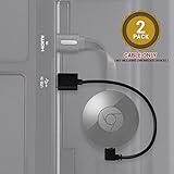 Chromecast USB Power Cable (Does NOT Include Chromecast Device) - Short Power Cable Designed to Power Your Google Chromecast HDMI Streaming Media Player from Your TV USB Port (2 Pack)