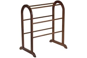 Pemberly Row Solid Wood Quilt Blanket Rack Closet Organizer in Antique Walnut