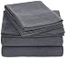 AmazonBasics Heather Cotton Jersey Bed Sheet Set - Full, Dark Grey