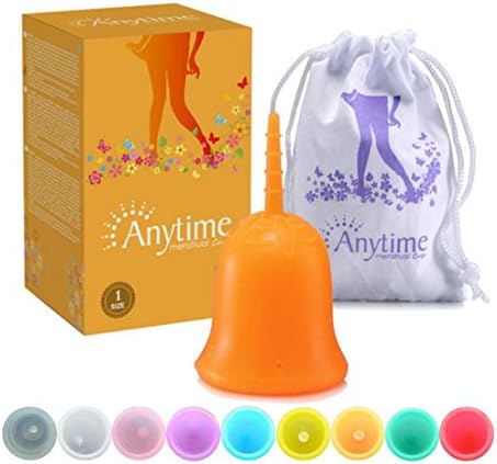 Menstrual Cups-Small&Big Size-Best Alternative to Tampons and Cloth Sanitary Napkins-with Manual and Cloth Bag and Gift Box (Orange, Large)