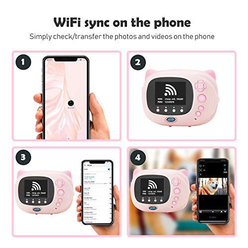 AMKOV Kids Camera Instant Print Digital Camera with Zero Ink Printing for Girls & Boys, WiFi Camera for Kids, 2.4inch LCD Display, Auto-Focusing, Auto-Flashlight, Creative Toys - Pink - Thumbnail 2