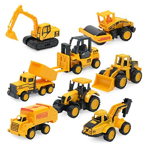 Odowalker Sand Box Car Cute Mini Cars Assorted Construction Vehicles Cake Topper Trucks Excavator Tractor Breaker Tip Lorry Bulldozer Forklift (8pcs) - Thumbnail 7