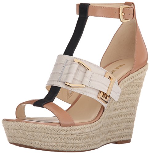 Nine west women s jellia leather wedge sandal, natural multi, 9.5…