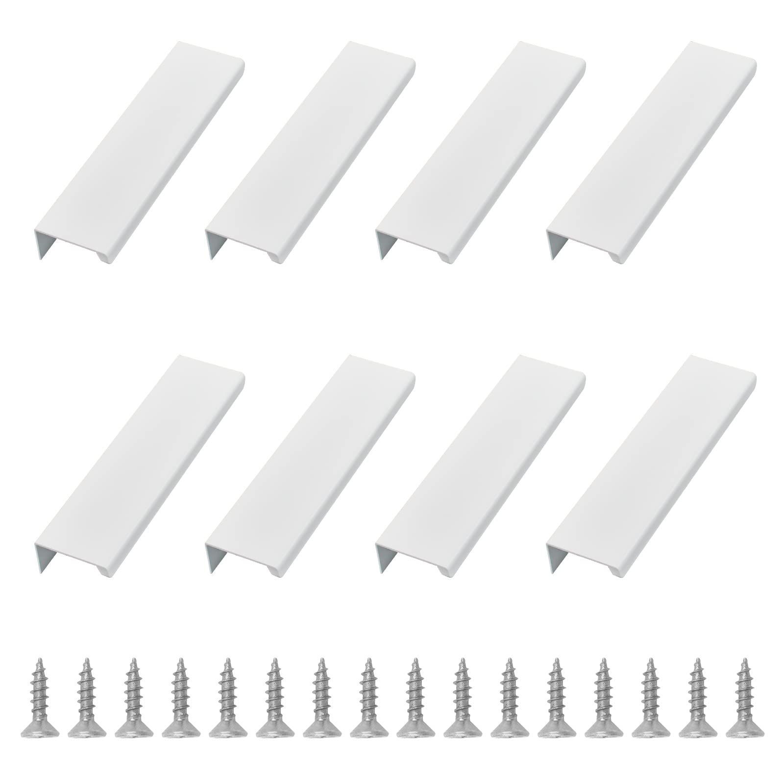UFURMATE Back Mount Finger Edge Pull, 8Pcs White Aluminum Hidden Handles Concealed Finger Pull Handles Invisible Tab Pulls with Screws for Drawer, Cabinet (120mm/4.72in) — image 1
