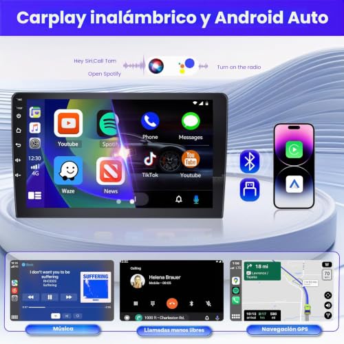 Inefala Radio for Peugeot 3008 2009-2015 Android 15 2+64G with Wireless Carplay and Android Auto, 9'' Touch Screen Stereo Radio with Bluetooth 26UI EQ GPS FM/RDS SWC AHD Reverse Camera