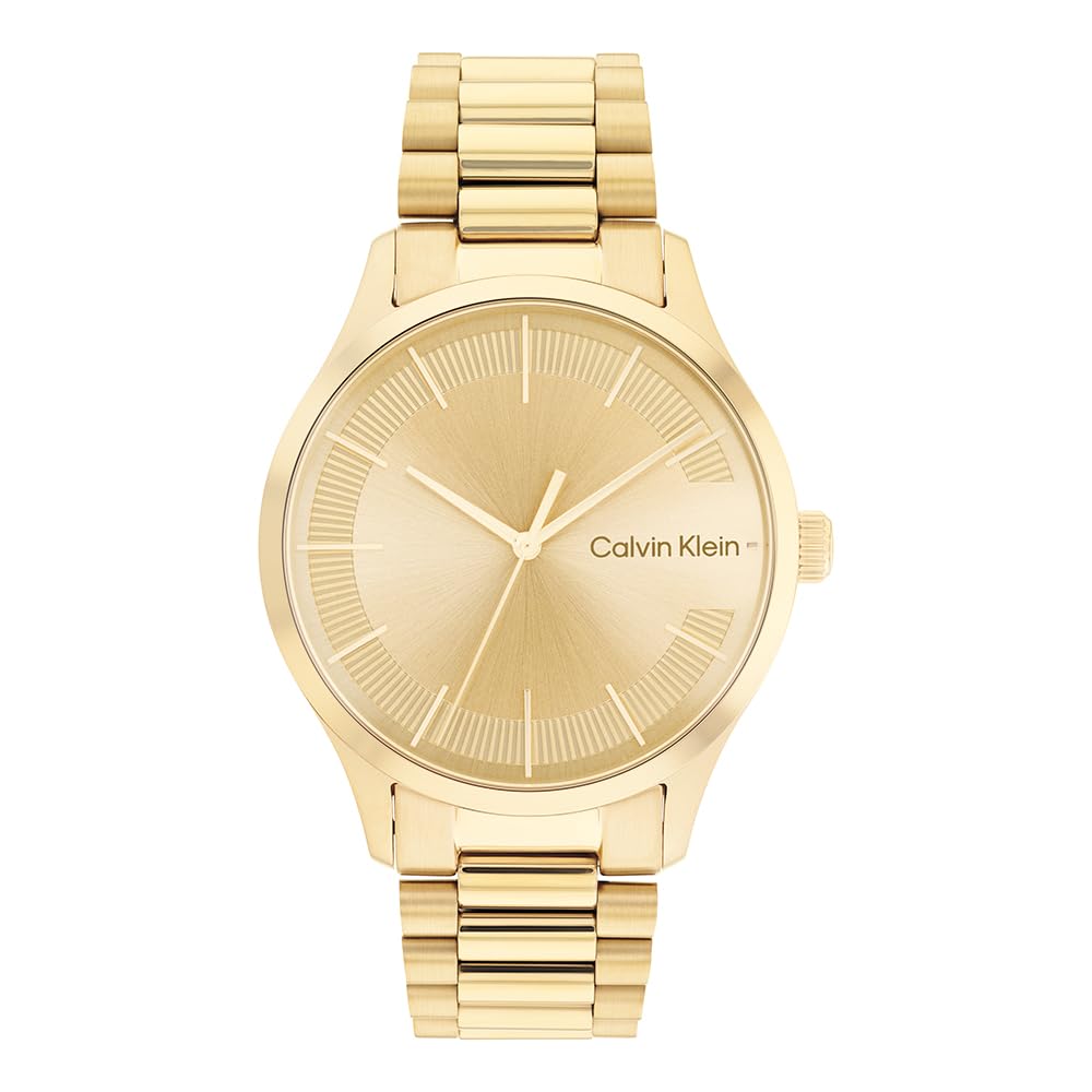 Calvin Klein Analogue Quartz Watch for Men and Women Iconic Bracelet - 35MM Collection with Gold Colored Stainless Steel Bracelet - 25200043