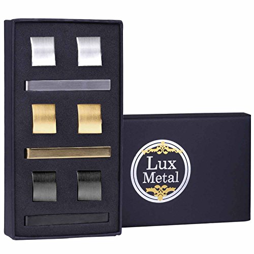 BodyJ4You 9PCS Cufflinks Tie Clips Men Square Jewelry Set Gift Box