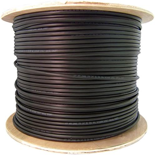 GOWOS Cat5e Outdoor Gel Filled UTP Bulk Ethernet Cable (1000 Feet - Black) 24AWG Solid Bare Copper Waterproof, Direct Burial CMX Rated Network Cable for Installations in Ground/Buildings - ETL Listed