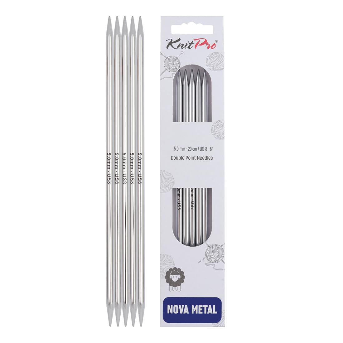 KnitPro Nova Double Pointed Needles 8" (20cm) | 5.00mm