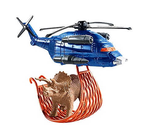 Matchbox Jurassic World Helicopter mit Fangnetz mit Triceratops Saurier Figur – Bild 5