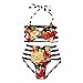 2 Styles Little Girl+Mother Floral Top Stripe Bottom Big Bowknot Bikini Set (1-2 Y, Daughter+Black)