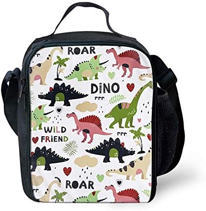 FANCOSAN Cartoon Dinosaur Animal Reusable Insulated Lunch Boxes for Women Teenager Boys Girls Lunch Bag Box Tote for School Work Office Picnic Travel Mom Bag