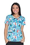 Tooniforms By Cherokee Women's V-Neck Little Mermaid Print Scrub Top X-Small Print
