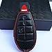 WFMJ New Black Genuine Leather Remote Smart Key Chain Holder Cover Case Fob for Dodge Challenger Charger Magnum Durango Grand Caravan Ram 1500 2500 3500 4500 Jeep Commander Grand Cherokee