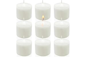 AMUSAER 9 Packs White Votive Candles, Unscented Small 1.5 Inch Diameter Votives for Wedding, Holiday Party, Home (8 Hour), 1.5" D x 1.25" H