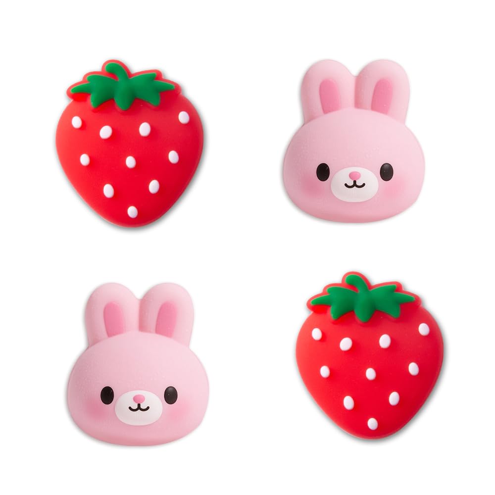 Photo 1 of PERFECTSIGHT Cute Thumb Grip Caps for Switch 2 2025, PlayStation 4/5, PS5, PS4, Xbox Series X/S, Xbox One, Switch Pro Controller, 4PCS Kawaii Soft Rubber Analog Thumbsticks Joystick Cover, Strawberry