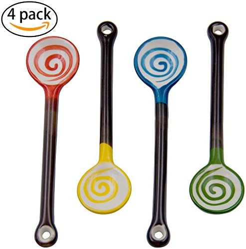 Airmoon Set of 5 Porcelain Cute Spoons for Coffee, Tea, Yogurt, Ice-cream, and Other Dessert (lollipop)