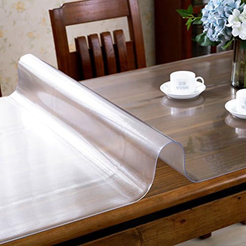 XKQWAN Waterproof Anti-scalding Tablecloth Soft glass Clear Table cloth Plastic Disposable Tea table mats Table cloth-D 80x140cm(31x55inch)