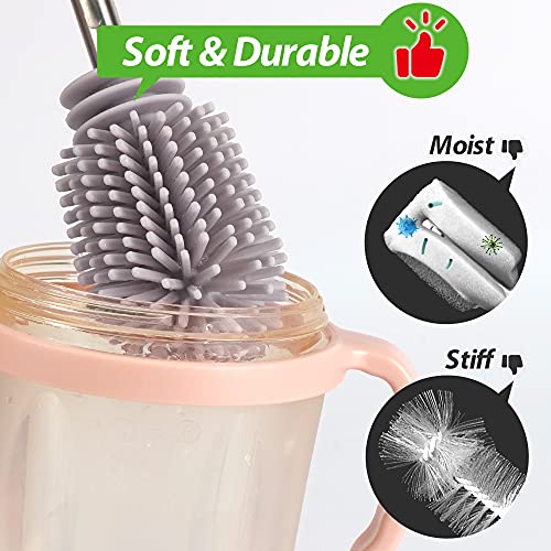 haakaa Silicone Cleaning Brush Set (SUVA Grey) Soft DoubleEnded Brush for Breast Pump