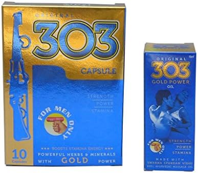 Dindayal 303 Gold Power Oil 15 ml and 10 Capsule Increase Sex Men Sexual for Strength Stamina & Power
