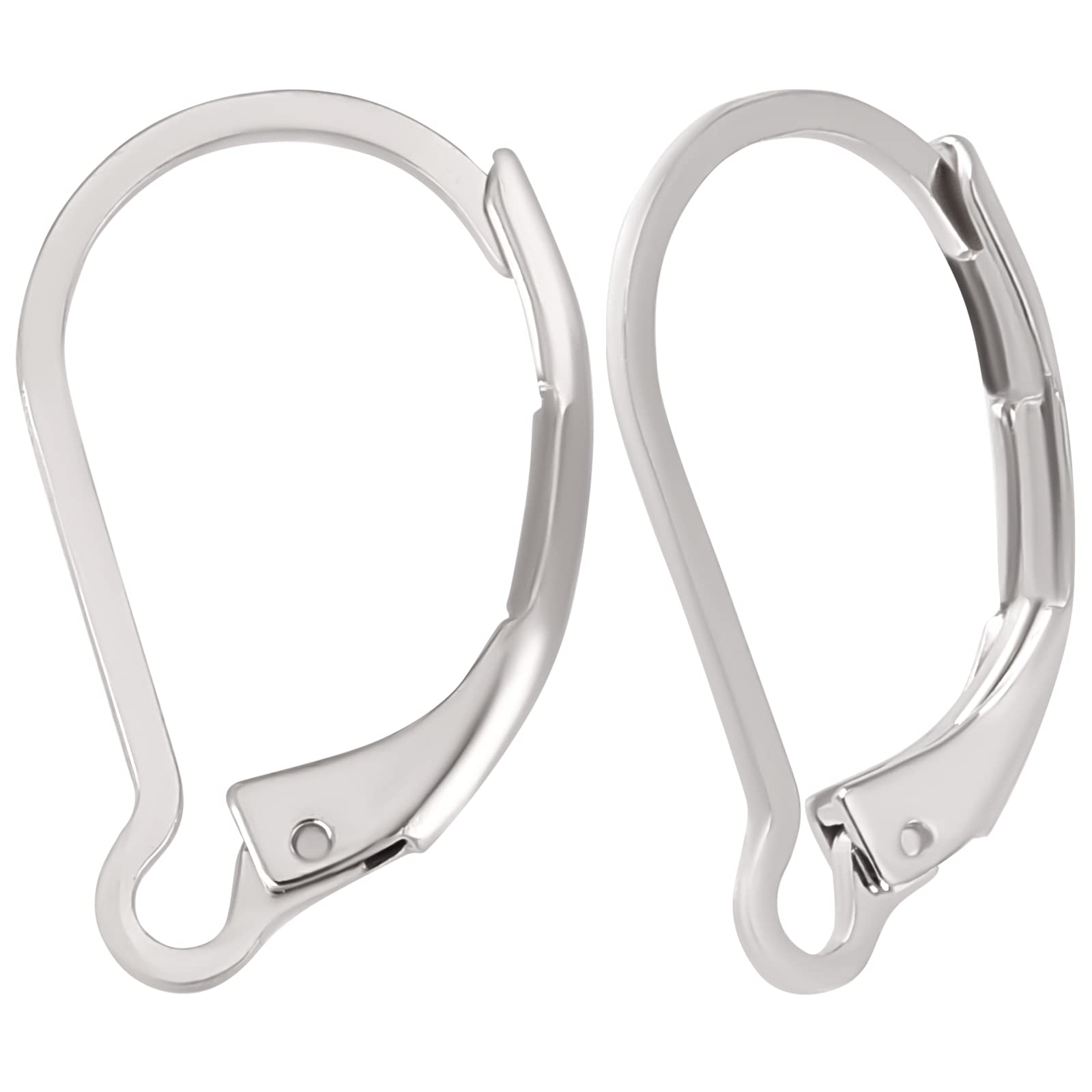 Beebeecraft 1 Box 100Pcs Leverback Earring Hooks 304 Stainless Steel Silver French Earring Hooks Earwire Findings 16.5x10mm for DIY Jewellery Earring Making