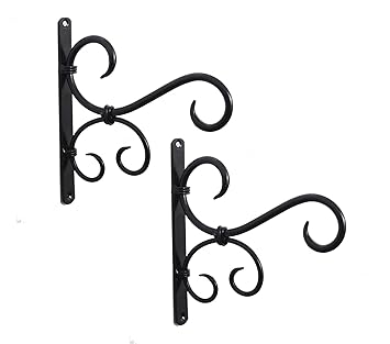 CRAFTCASTLE Metal Plant Hanger Wall Hanging Plant Hook for Bird Feeders Planters Lanterns Wind Chimes Hanging Baskets Ornaments String Lights Indoor Outdoor Balcony & Garden (2, Black)