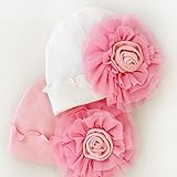 Iumer 1pcs Newborn Soft Cotton Beanie Baby Big Flower Hat Girl Boy Cap Pink