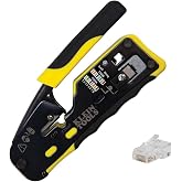 Klein Tools 80024 Pass-Thru Installation Tool Kit, 2-Piece | Includes Ratcheting Data Cable Crimper and Pass-Thru Connectors CAT6 50-Pack