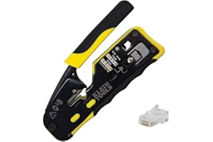 Klein Tools 80024 Ratcheting Data Cable and RJ45 Crimp Tool with CAT6 Plug 50-Pack, Pass Thru Installation Tool Kit