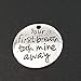 Yansanido Pack of 10 Alloy Silver ''your first breath took mine away'' Round DIY Antique Message Charms Pendant for Making Bracelet and Necklace (your first breath took mine away)