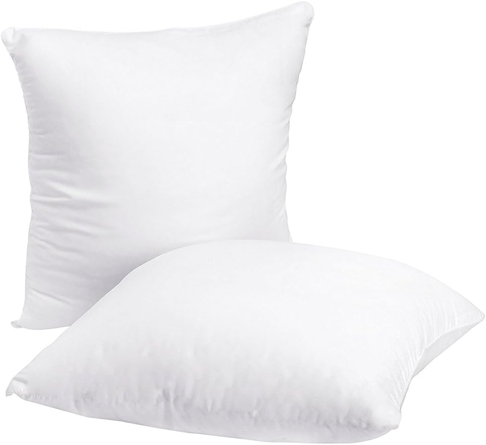 HIPPIH 18 x 18 Pillow Inserts Set of 2, Hypoallergenic Decorative Square Pillow Form Insert with Zips, White
