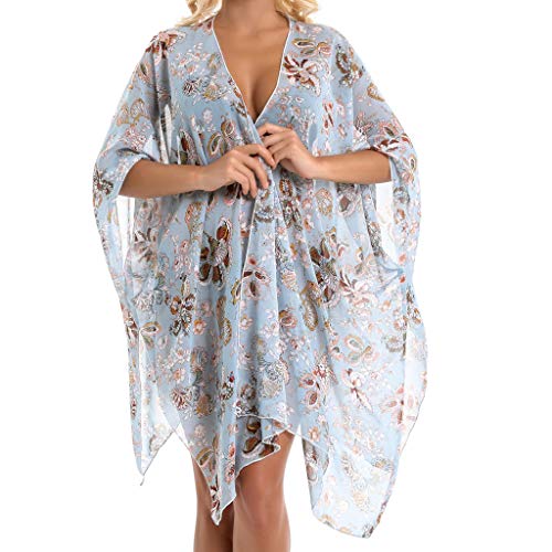 Women Kimono Cardigan Summer Printed Floral Shawl Beach Cover Up Sunscreen Bikini Blouse