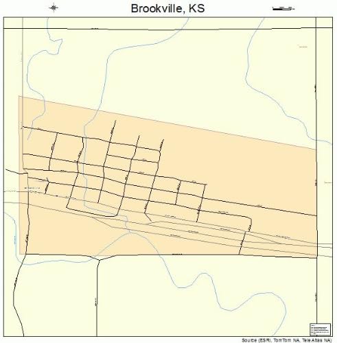 Large Street & Road Map of Brookville, Kansas KS - Printed poster size wall atlas of your home town