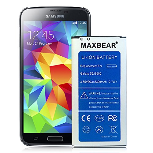 Galaxy S5 Active Battery,MAXBEAR [3300mAh] Replacement Li-Ion Battery for Samsung Galaxy S5 Active SM-G870 (AT&T) & Galaxy S5 Sport SM-G860 (Sprint)| S5 Spare Battery [12 Month Warranty]