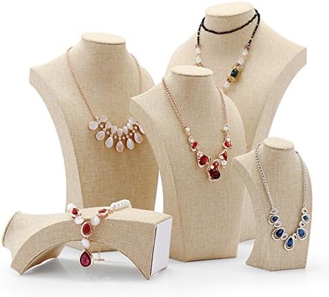 Luxuriant July Fashion Linen Necklace Stand Display Graceful Necklace Bust (H15.7)
