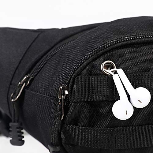 DAITET Fanny Pack for Men, Women, Kids,Outdoors, Workout Waist Bag Adjustable Belt, Waterproof Travel Bag, Running Bag fit for iPhone Samsung (Black) - Thumbnail 3