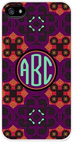 Personalized Monogram Arabian Knights Purple Orange Pattern iPhone 5/5s Case Cover *RUBBER*